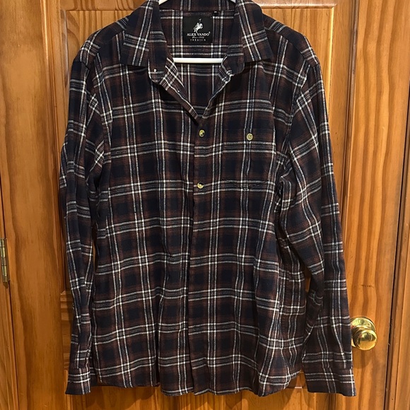 Alex Vando Other - Black Brown 1826 Men's Plaid Casual Button Down Shirt - Black and Brown